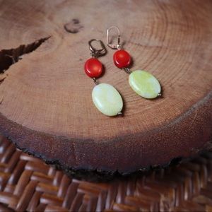 Yellow and red earrings